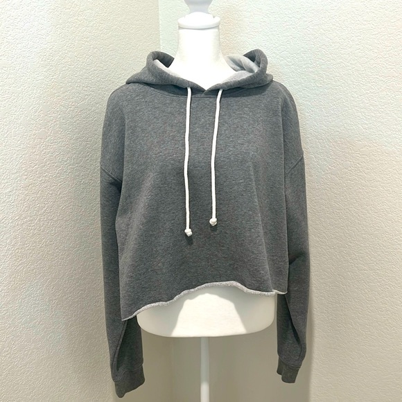 Wild Fable Women’s Gray Cropped Hoodie cotton blend XL - Picture 2 of 12